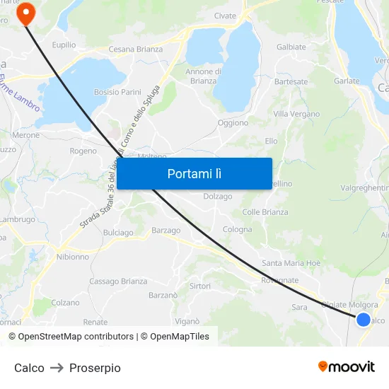 Calco to Proserpio map