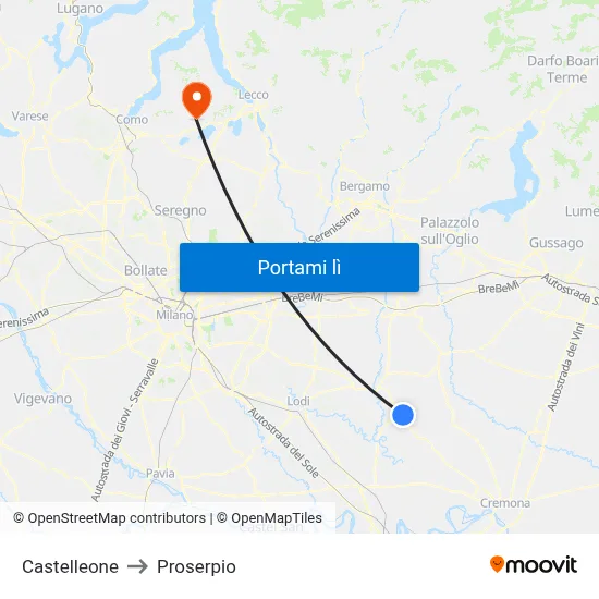 Castelleone to Proserpio map