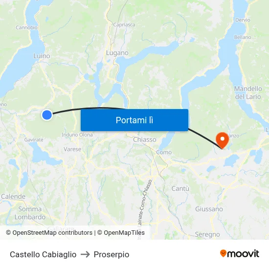 Castello Cabiaglio to Proserpio map