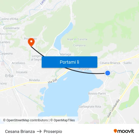 Cesana Brianza to Proserpio map