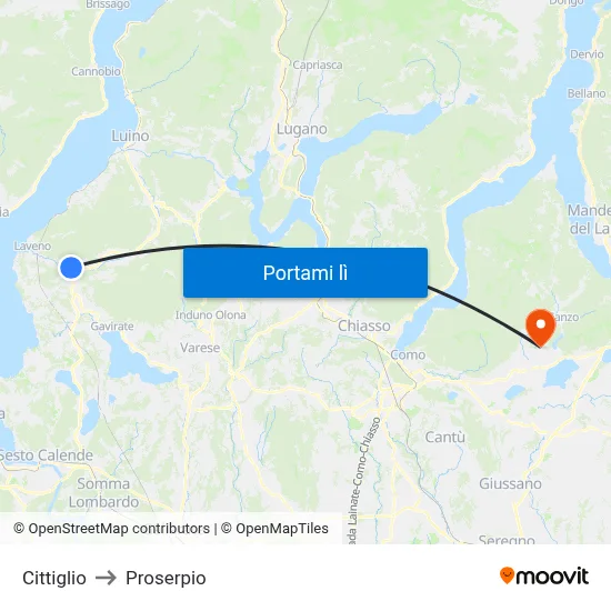 Cittiglio to Proserpio map