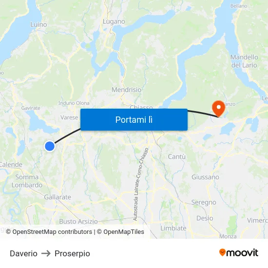 Daverio to Proserpio map