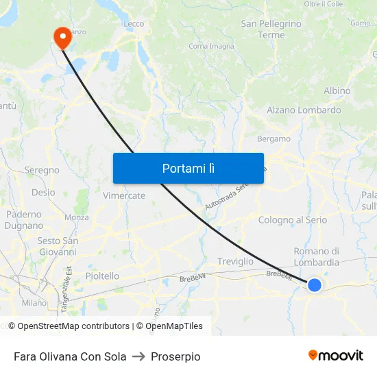 Fara Olivana Con Sola to Proserpio map
