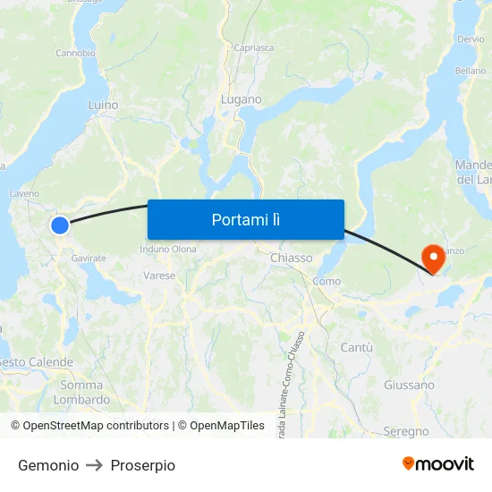 Gemonio to Proserpio map