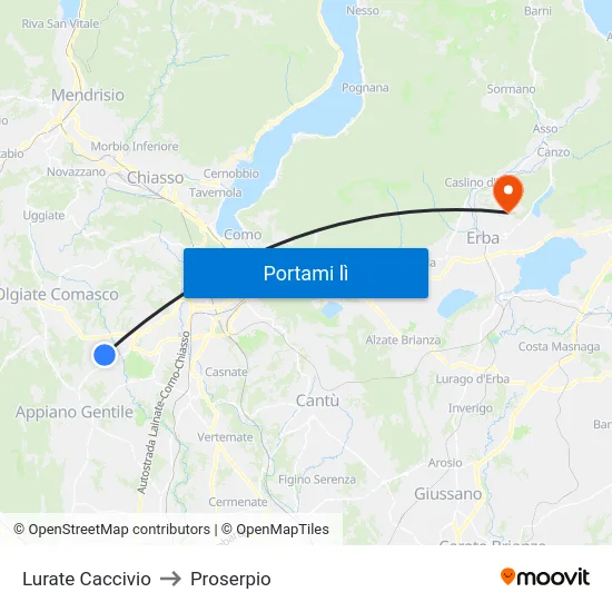 Lurate Caccivio to Proserpio map