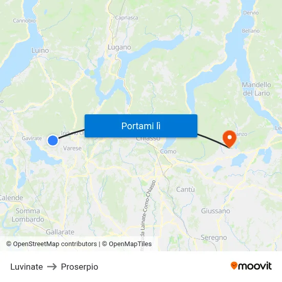 Luvinate to Proserpio map
