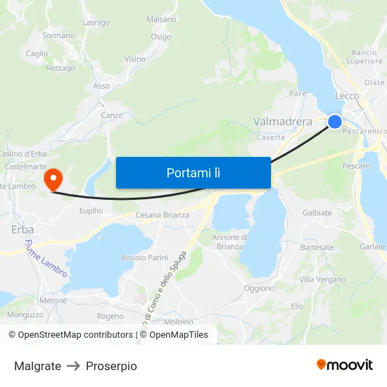 Malgrate to Proserpio map
