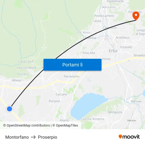 Montorfano to Proserpio map
