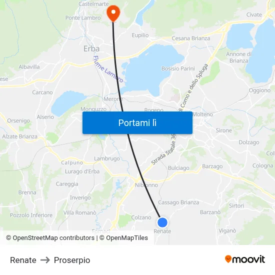 Renate to Proserpio map