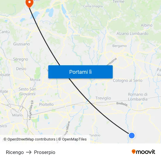 Ricengo to Proserpio map