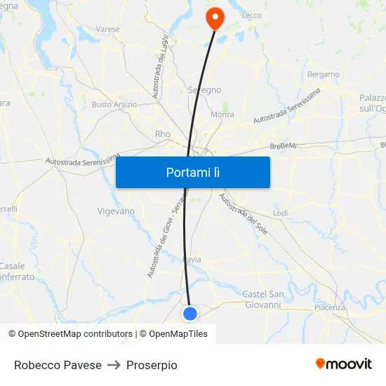 Robecco Pavese to Proserpio map