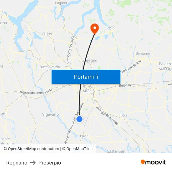 Rognano to Proserpio map