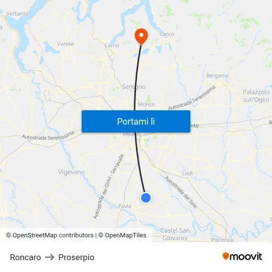 Roncaro to Proserpio map