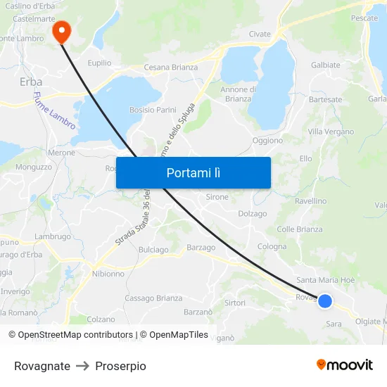 Rovagnate to Proserpio map