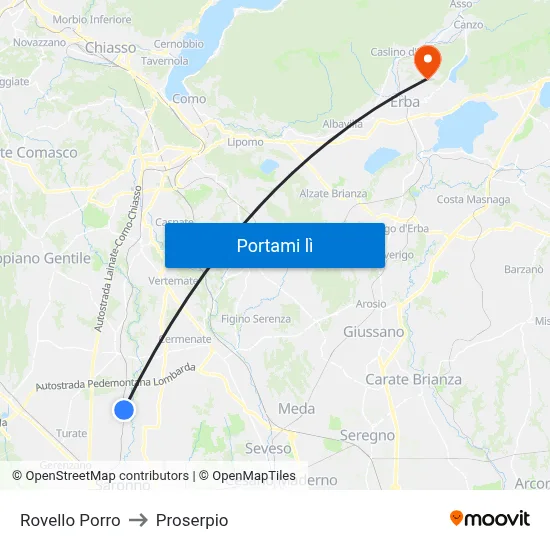 Rovello Porro to Proserpio map