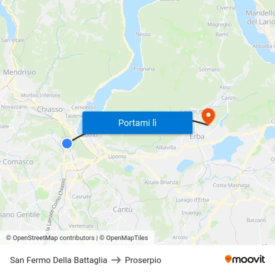 San Fermo Della Battaglia to Proserpio map