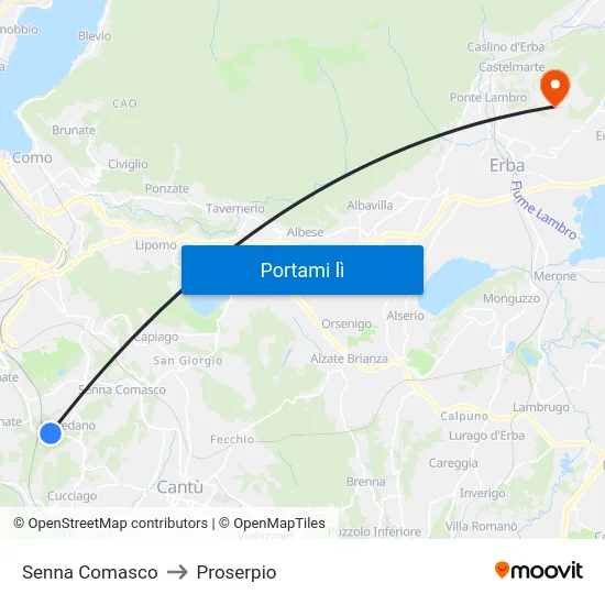 Senna Comasco to Proserpio map