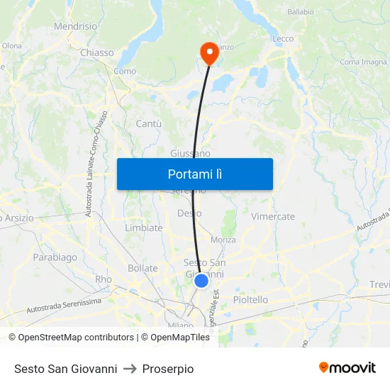 Sesto San Giovanni to Proserpio map