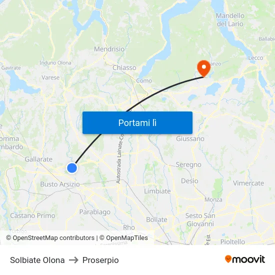 Solbiate Olona to Proserpio map