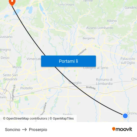 Soncino to Proserpio map