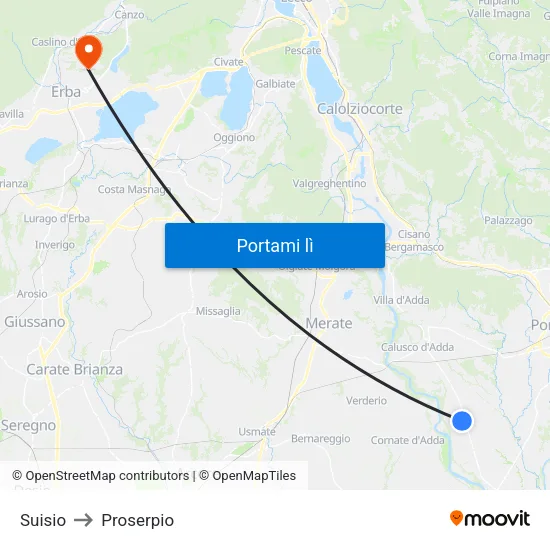 Suisio to Proserpio map