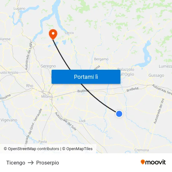Ticengo to Proserpio map
