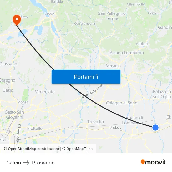 Calcio to Proserpio map