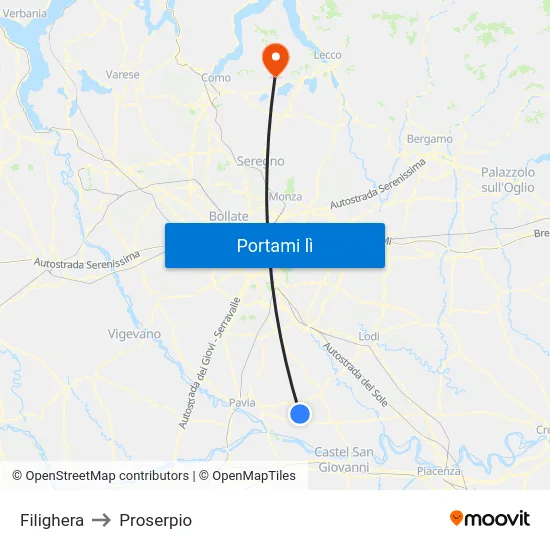 Filighera to Proserpio map