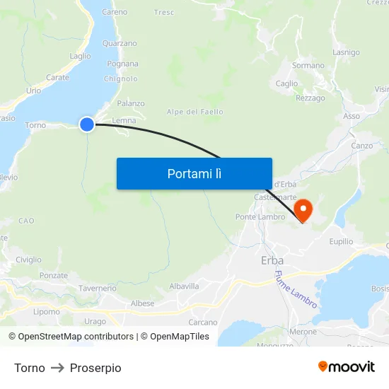 Torno to Proserpio map