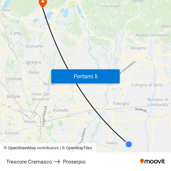 Trescore Cremasco to Proserpio map