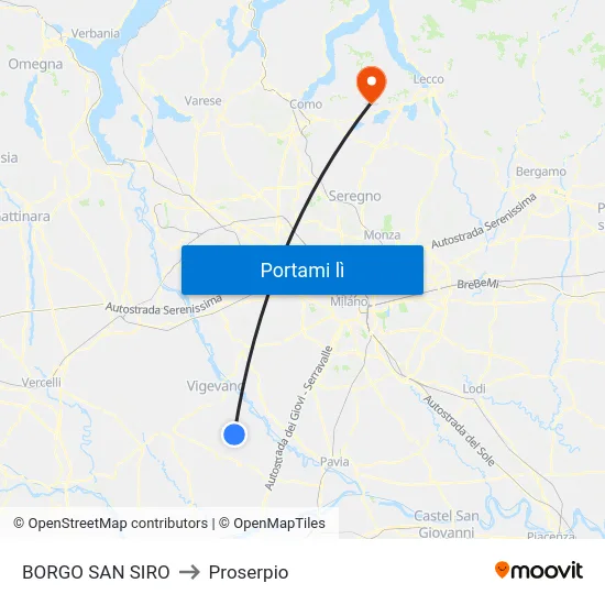 BORGO SAN SIRO to Proserpio map