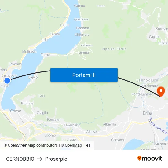 CERNOBBIO to Proserpio map