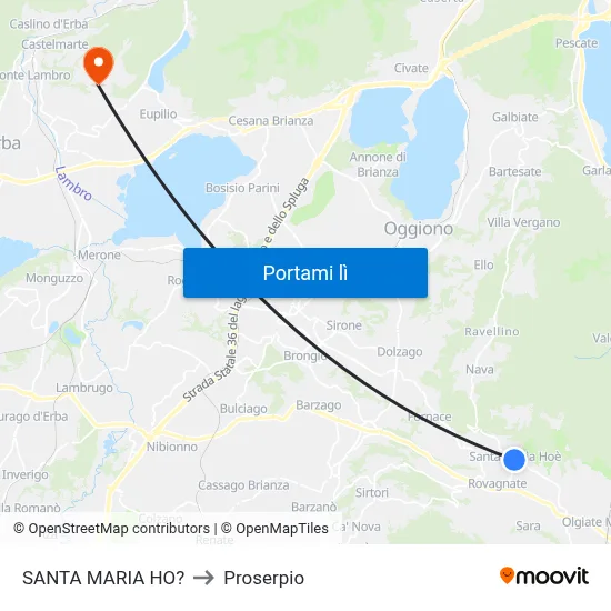 SANTA MARIA HO? to Proserpio map