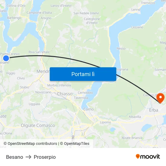 Besano to Proserpio map