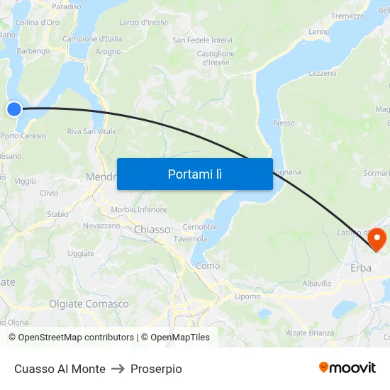 Cuasso Al Monte to Proserpio map