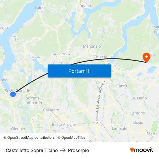 Castelletto Sopra Ticino to Proserpio map