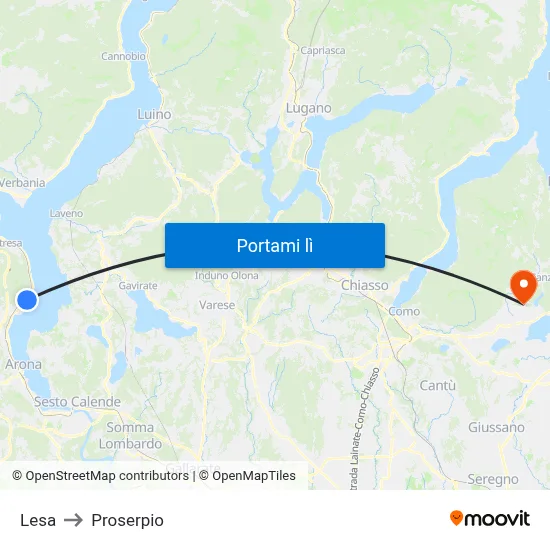 Lesa to Proserpio map