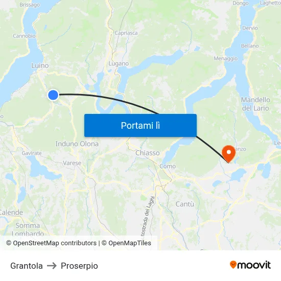 Grantola to Proserpio map