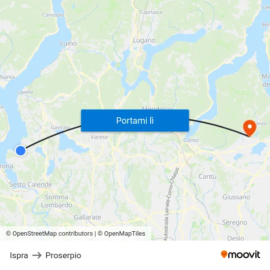 Ispra to Proserpio map