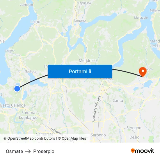 Osmate to Proserpio map