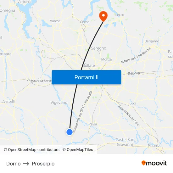 Dorno to Proserpio map