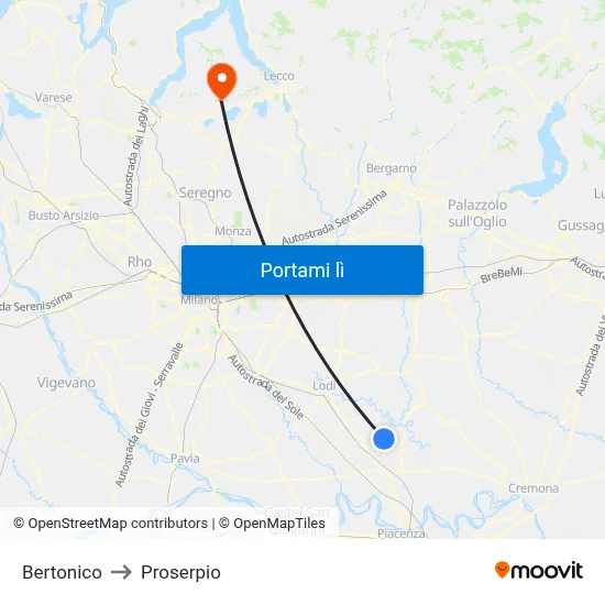 Bertonico to Proserpio map