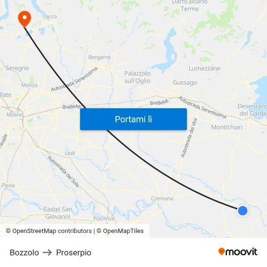 Bozzolo to Proserpio map