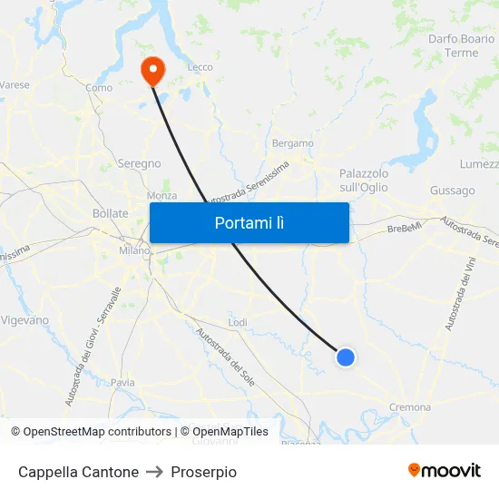 Cappella Cantone to Proserpio map