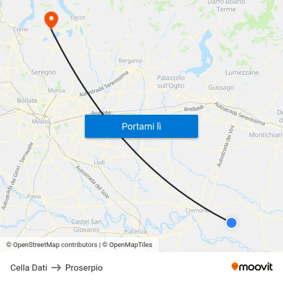 Cella Dati to Proserpio map