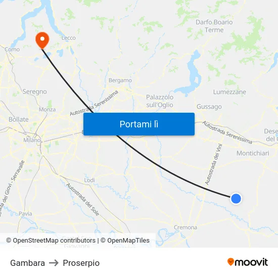 Gambara to Proserpio map