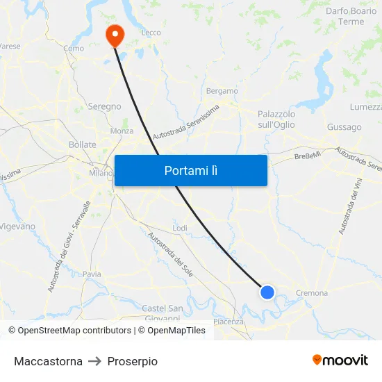 Maccastorna to Proserpio map
