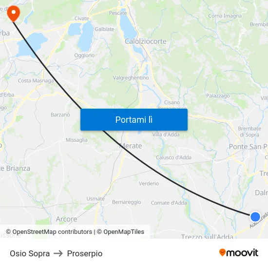 Osio Sopra to Proserpio map
