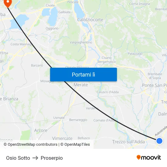 Osio Sotto to Proserpio map