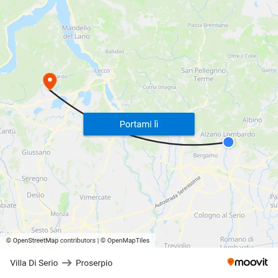 Villa Di Serio to Proserpio map